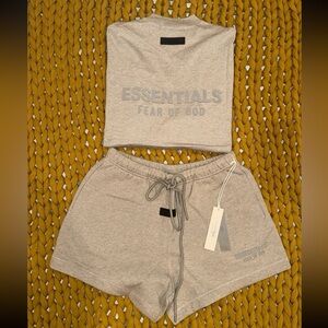 Essentials Fear of God Heather Gray T-Shirt and Shorts Set